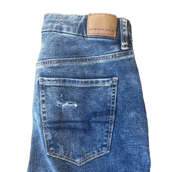 American Eagle AE Next Level Distressed Patched Curvy Super High Rise Jegging - Picture 2 of 8